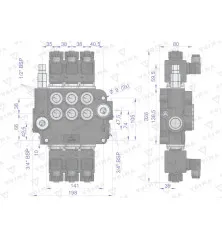 Rozdzielacz hydrauliczny 3-sekcyjny sterowany elektrycznie 12V 80L VOIMA V-R80L-3E