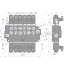 Rozdzielacz hydrauliczny 6-sekcyjny sterowany elektrycznie 12V 80L VOIMA V-R80L-6E