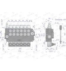 Rozdzielacz hydrauliczny 6-sekcyjny 80L VOIMA V-R80L-6