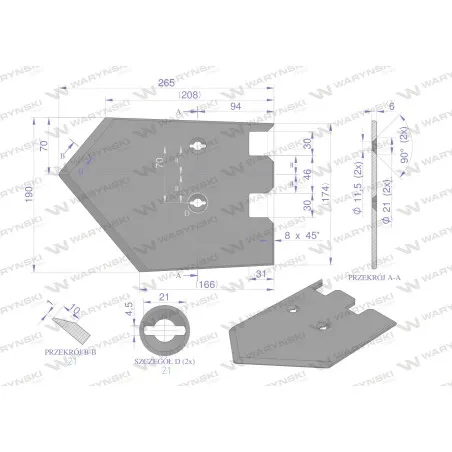 Lemiesz, listwowy lewy szerokość wyorywania 620mm, zastosowanie Grimme, Waryński W-089003550