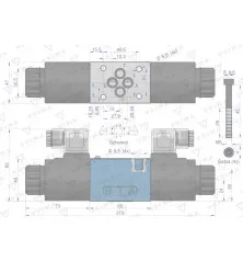 Rozdzielacz (elektrozawór CETOP 3 NG6) 3-pozycyjny 50L suwak "E" (cewki x2) 12V VOIMA V-4WE6-EG2-12V