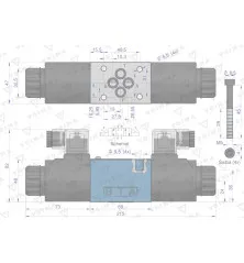 Rozdzielacz (elektrozawór CETOP 3 NG6) 3-pozycyjny 50L suwak "E" (cewki x2) 230V VOIMA V-4WE6-EG2-230V