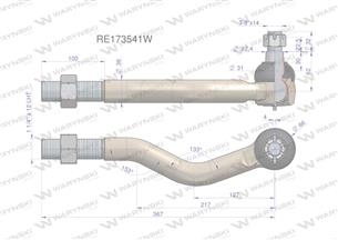 Przegub kierowniczy lewy 367mm - 1 1/4" RE173541 WARYŃSKI