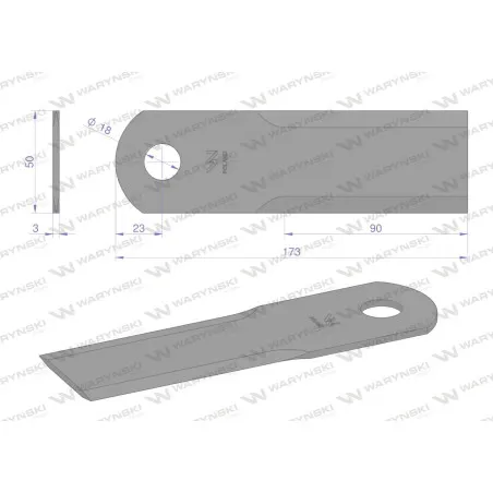 Nóż, obrotowy rozdrabniacz słomy sieczkarnia zastosowanie 0600171 0600172 Claas fi-18 WARYŃSKI, Waryński WRR173X50X3W