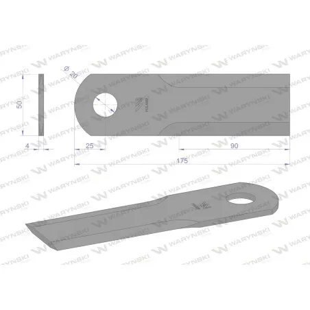 Nóż, obrotowy rozdrabniacz słomy sieczkarnia zastosowanie 736872.0 Claas fi-20 WARYŃSKI, Waryński WRR175X50X4W