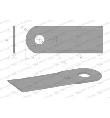 Nóż, obrotowy rozdrabniacz słomy sieczkarnia Bizon DYMINY/ŻUKOWO szerokość 60mm fi-22 WARYŃSKI, Waryński WRR170X60X3W