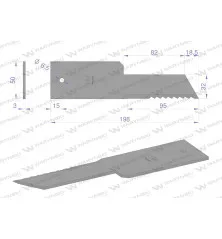 Nóż, stały rozdrabniacz słomy sieczkarnia 198x50x3mm otwór 6.5 zastosowanie Z59033 280910Z John Deere WARYŃSKI, Waryński WRS198X