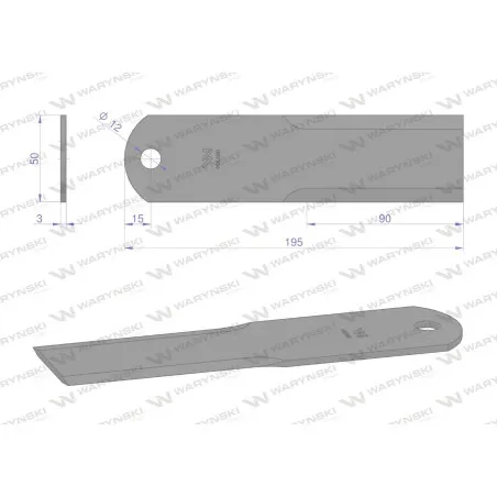 Nóż, stały rozdrabniacz słomy sieczkarnia zastosowanie 060030.0 Claas fi-12 WARYŃSKI, Waryński WRS195X50X3W