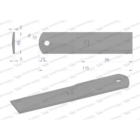 Nóż, stały rozdrabniacz słomy sieczkarnia BIZON SUPER Płock Wągrowiec zastosowanie R6 5110700170 fi-10 WARYŃSKI, Waryński WKZR17