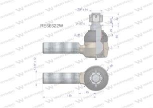 Przegub kierowniczy 139mm - 1 1/8" RE66622 WARYŃSKI