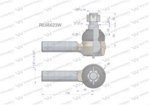 Przegub kierowniczy 139mm - 1 1/8"L RE173540 WARYŃSKI