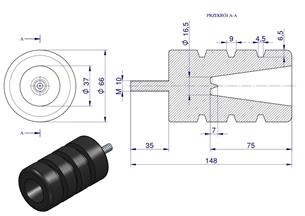 Resor. odbój gumowy śruba M10 wysokość 114mm prosty NR-188 Przyczepa