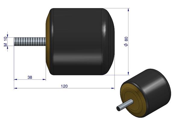 Resor. odbój gumowy śruba M10 wysokość 82mm NR-190 Przyczepa