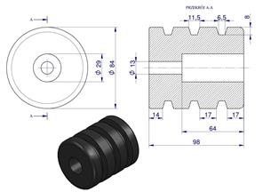 Resor. odbój gumowy otwór mocujący 13mm wysokość 100mm NR-195 Przyczepa