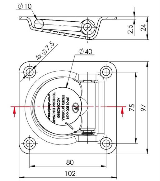 Uchwyt podłogowy UP-01 800kg zastosowanie przyczepka SPP-33398