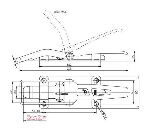 Spinacz zaczep do burt ZB-09A 1100kg zastosowanie przyczepka SPP