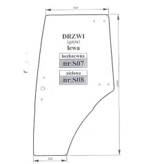 Szyba drzwi lewa zielona Zetor Proxima Forterra 53369092 S08