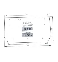 Szyba tylna zielona prawa Proxima, Forte 53369201 S16