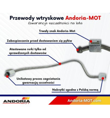 Przewód wtryskowy prosty 60cm nakrętki M12x1,5mm M12x1,5mm ANDORIA WTR-60CMM12M12AM