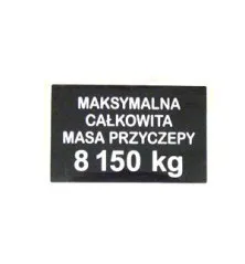 Naklejka maksymalna masa 8150KG NAKLEJKA04