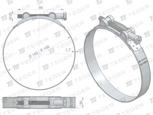 Opaska zaciskowa GBS 140-148 (obejma W1 - stal ocynkowana) szerkość 26mm TEGER ( sprzedawane po 5 )