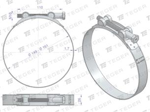 Opaska zaciskowa GBS 149-161 (obejma W1 - stal ocynkowana) szerkość 26mm TEGER ( sprzedawane po 5 )