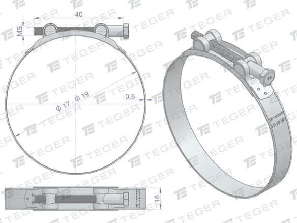 Opaska zaciskowa GBS 17-19 (obejma W1 - stal ocynkowana) szerkość 18mm TEGER ( sprzedawane po 10 )