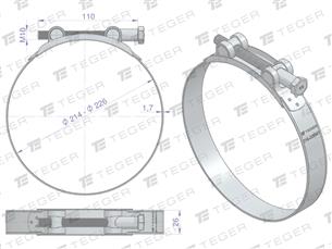 Opaska zaciskowa GBS 214-226 (obejma W1 - stal ocynkowana) szerkość 26mm TEGER ( sprzedawane po 5 )