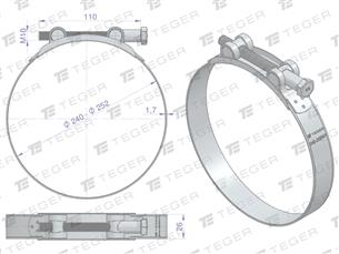 Opaska zaciskowa GBS 240-252 (obejma W1 - stal ocynkowana) szerkość 26mm TEGER ( sprzedawane po 5 )