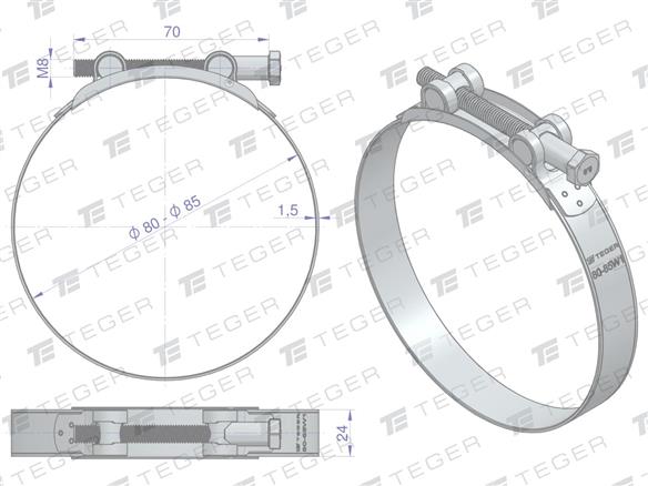 Opaska zaciskowa GBS 80-85 (obejma W1 - stal ocynkowana) szerkość 24mm TEGER ( sprzedawane po 5 )