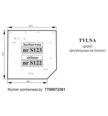 SZYBA TYLNA RENAULT CLAAS ARES 7700072361 S122