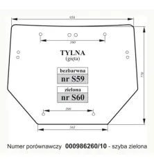 Szyba tylna Deutz-Fahr 00098260/10 zielona S60