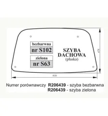 Szyba dachowa John Deere zielona R206439 S63