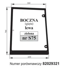 Szyba boczna lewa Case 82029321 S75