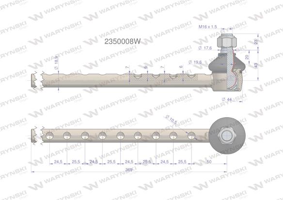 Przegub kierowniczy 369mm 2350008 WARYŃSKI