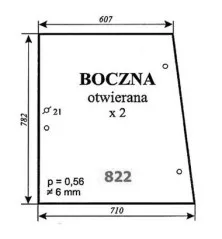 Szyba boczna otwierana Ursus 1634 kabina Kunów NR.822