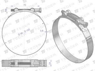 Opaska zaciskowa GBS 98-103 (obejma W2 - stal nierdzewna) szerkość 24mm TEGER ( sprzedawane po 5 )