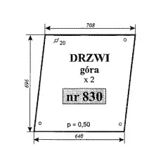 Szyba drzwi góra New Holland 7056 NR.830