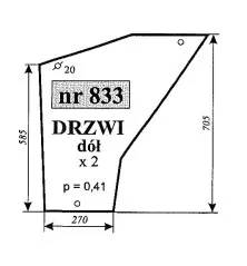 Szyba drzwi dół New Holland 7056 NR.833