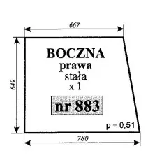 Szyba boczna prawa stała MF-2620 NR.883