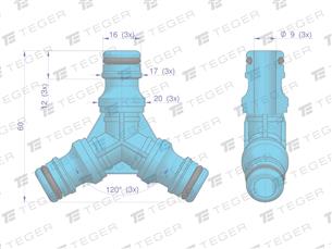 Złączka do węża - 3-drożna / TEGER