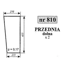 Szyba przednia dolna Ursus C-360 kabina Koźmin NR.810