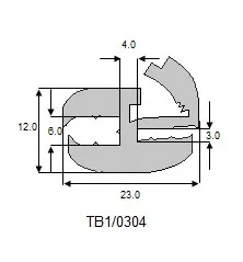 Uszczelka okienna TB1/0304 T-25 sprzedawana na paczki (paczka 20m) TB/PACZKA