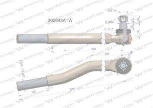 Przegub kierowniczy lewy 514mm- 1 3/8" 302643A1 WARYŃSKI