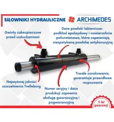 Siłownik hydrauliczny do wspomaganiaz przegubami URSUS C-330 C-360 SKOK 2X90 ARCHIMEDES HAN00876