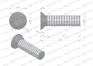 Śruba kpl. płużna dwunoskowa M12x35 mm kl.12.9 Waryński ( sprzedawane po 25 )