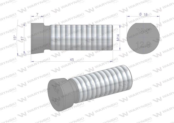 Śruba kpl. płużna oval z jednej strony ścięta M14x45 mm kl.12.9 zastosowanie Kverneland Waryński M14X45OV1 ( sprzedawane po 25 )