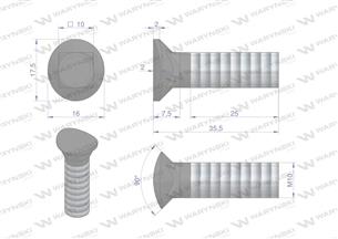 Śruba kpl. redliczkowa półokrągła M10x35 mm kl. 8.8 Waryński ( sprzedawane po 25 )