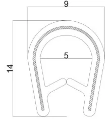 Uszczelka gumowa zbrojona krawędziowa na rant (odcinek 25m) UKZ_9x14 UKZ3