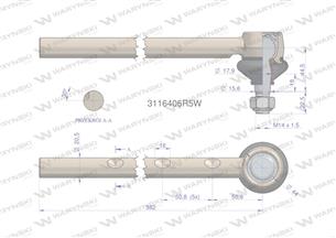 Przegub kierowniczy 382mm 3116406R5 WARYŃSKI